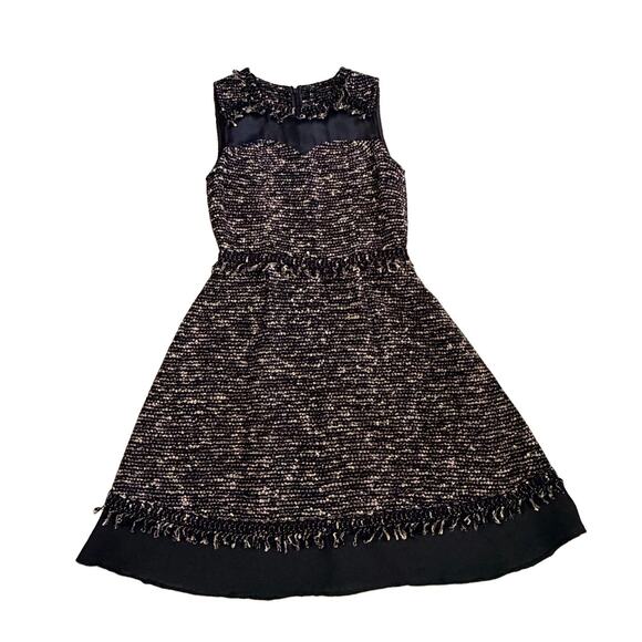 St. John Dresses & Skirts - St. John Couture Black Gold Metallic Silk Wool Boucle Tweed Dress 4 Old Money